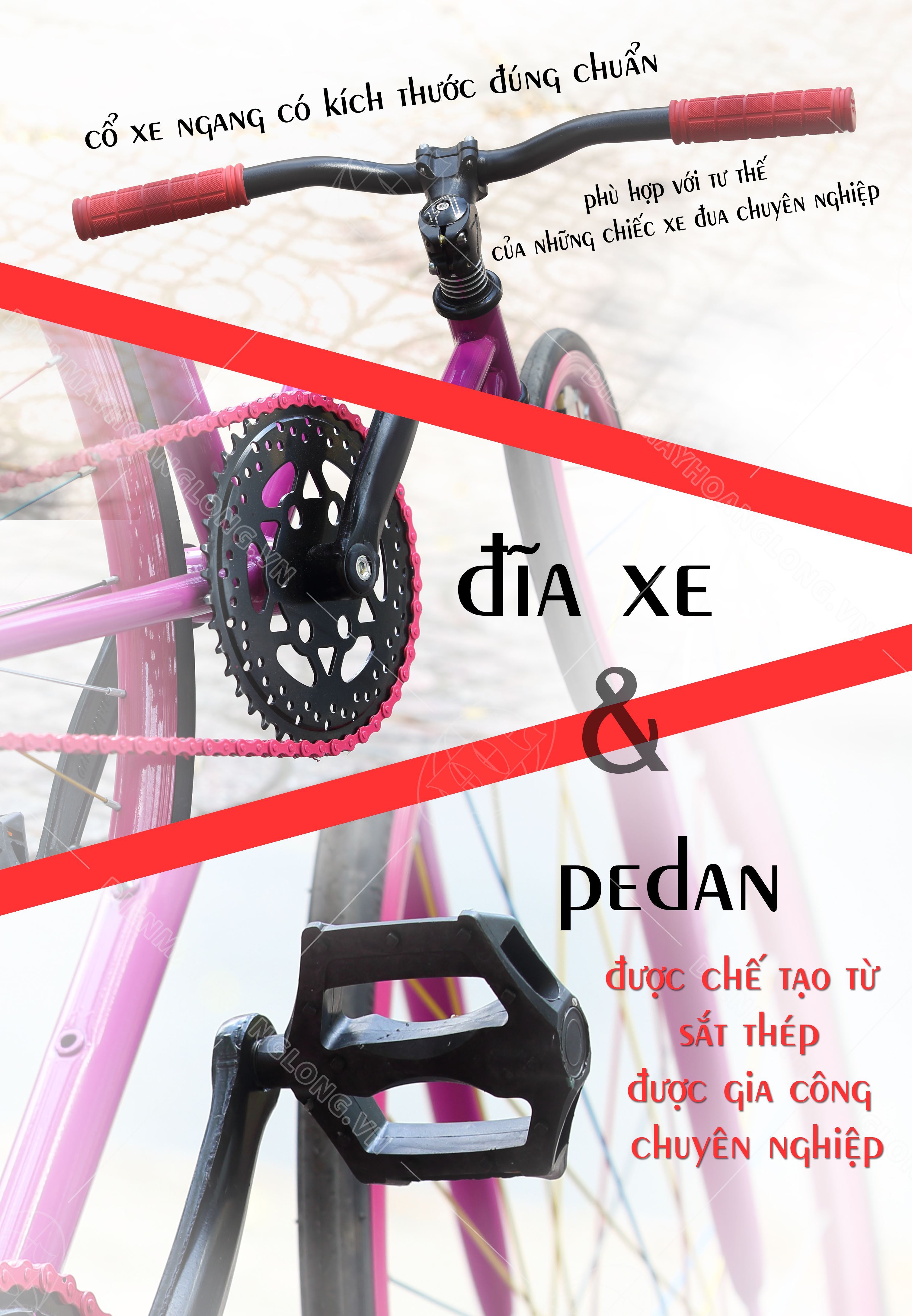 Xe đạp thời trang Ben Xanh ( Đỏ) -  Đĩa xe và Pedan